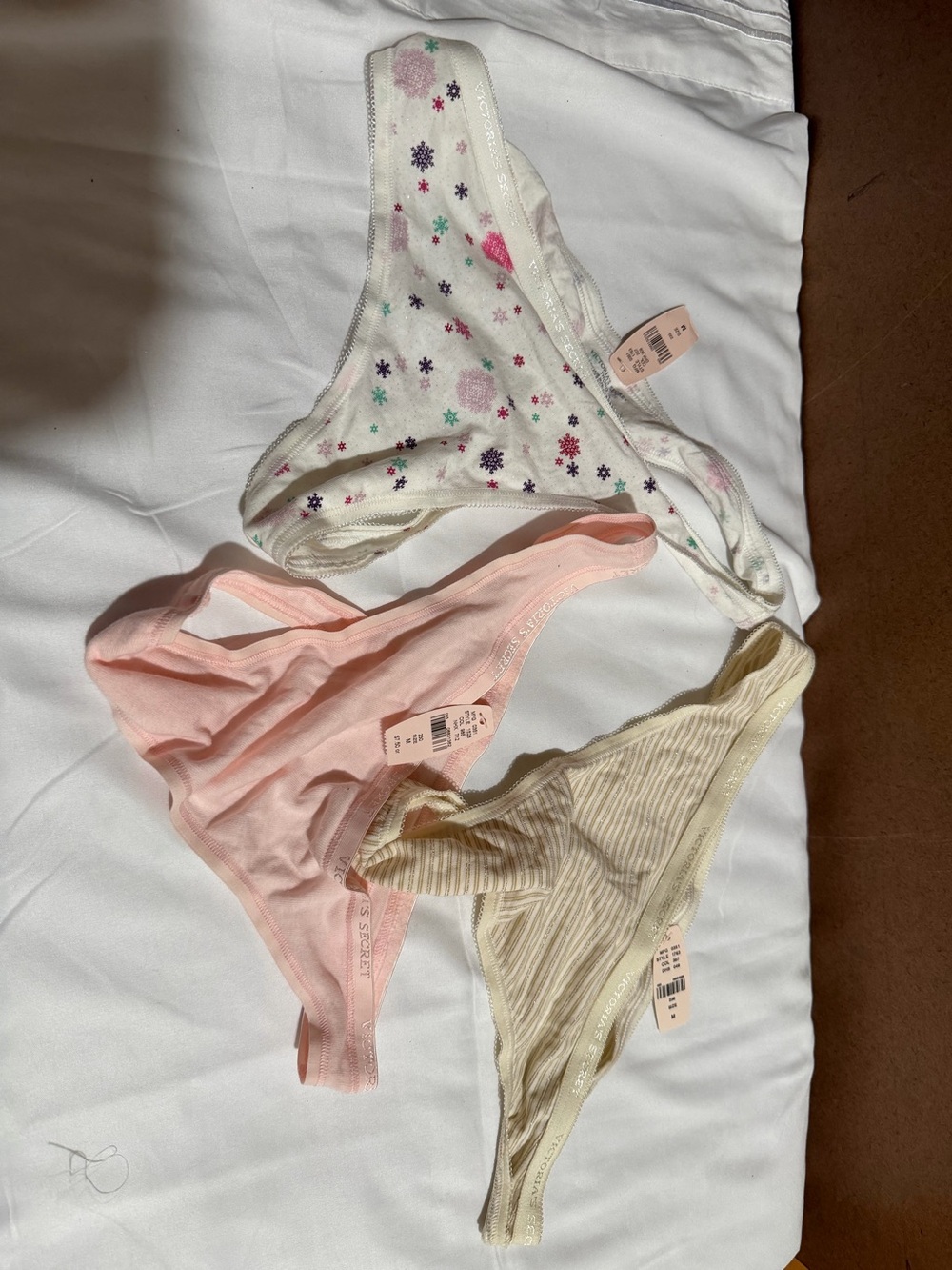 Victoria’s Secret Women's Cotton Thongs - Floral, Pink & Cream (3 Pack) size M
